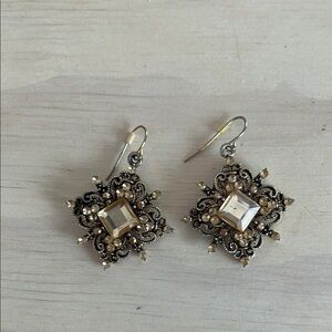 Elegant Silver and Gold Floral Earrings